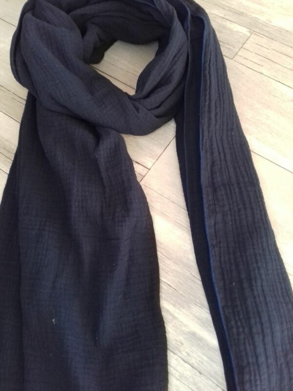 Foulard unisexe double gaze de coton bleu marine pour enfant et pré-ado – Image 2