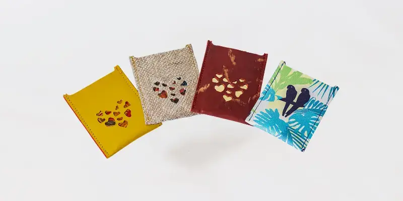 Porte-clés en cuir upcyclé vert verso-Pau de Cuir-Pau-Maroquinerie artisanale