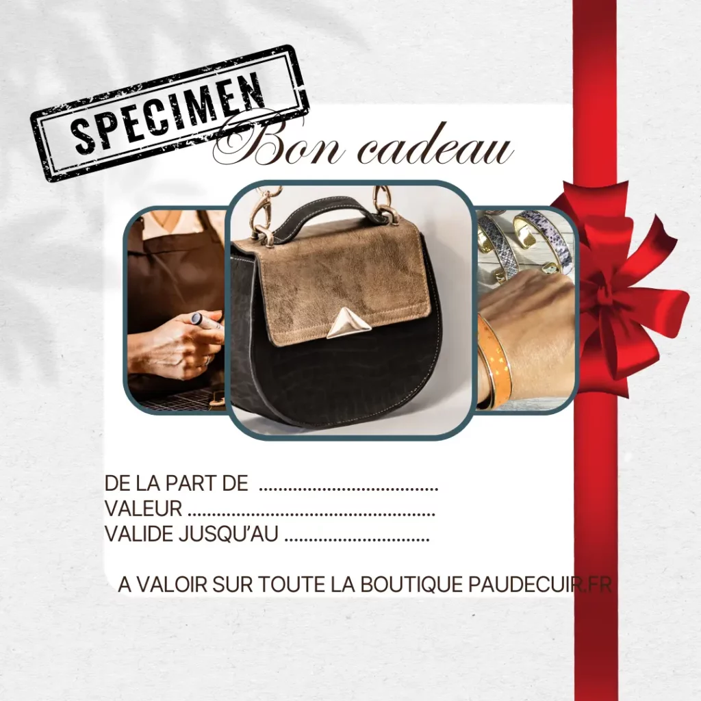 Image d'un bon cadeau à offrir avec valeur au choix SPECIMEN-Pau de Cuir-Pau-Maroquinerie artisanale