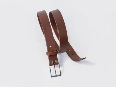 Ceinture homme en cuir brun-Pau de Cuir-Maroquinerie artisanale