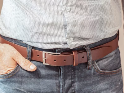 Ceinture marron surpiquée