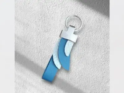 Porte-clés Plume en cuir upcyclé bleu-Pau de Cuir-Pau-Maroquinerie artisanale