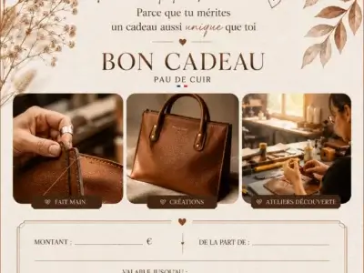 Carte cadeau Fête des Mères – créations artisanales & ateliers cuir - plusieurs valeurs au choix