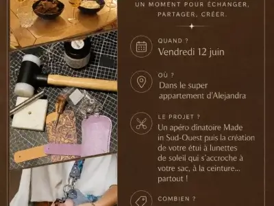 flyer atelier papotage et maroquinerie sur paris pour l'atelier créez votre étui à lunettes-Pau de Cuir-Pau-Maroquinerie artisanale
